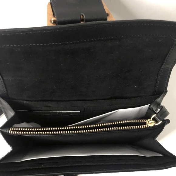 Sam Edelman DALLIE Black Genuine Leather Hair Calf Mini Shoulder Clutch Purse - Picture 3 of 5